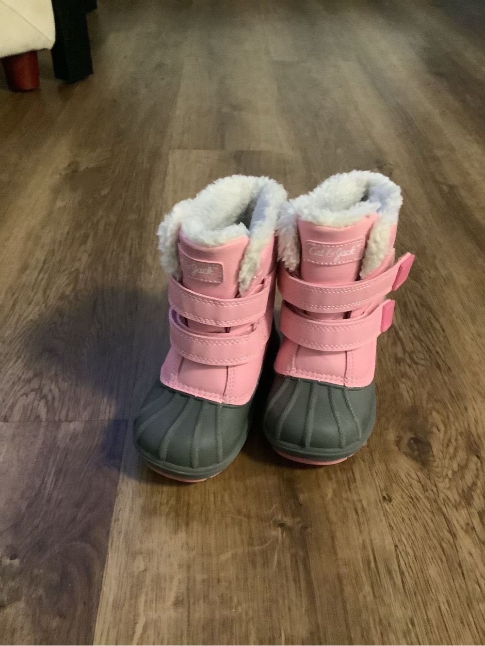 Cat & Jack Pink and Gray Faux-Fur Winter Booties